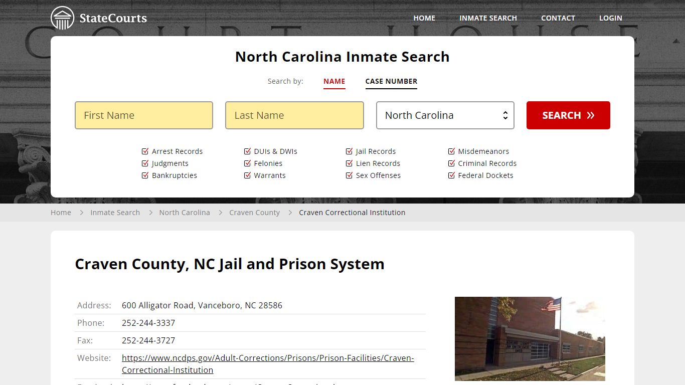 Craven Correctional Institution Inmate Records Search, North Carolina ...